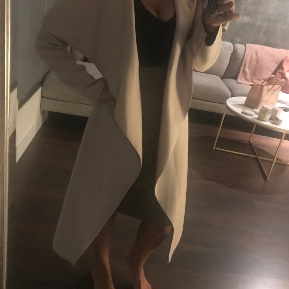 Misguided duster camel felt coat